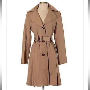 DKNY Single Breasted Button Front Belted Trench Coat